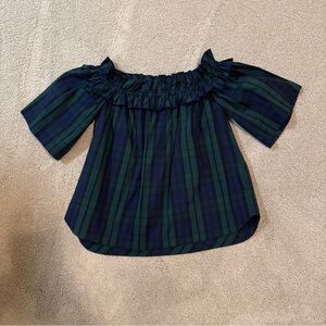 Vineyard Vines tartan plaid off shoulder top XS